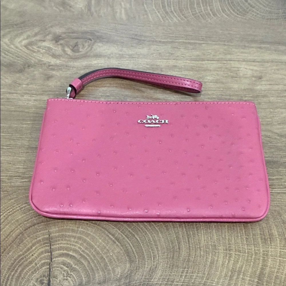 Coach Pink Embossed Wristlet Clutch